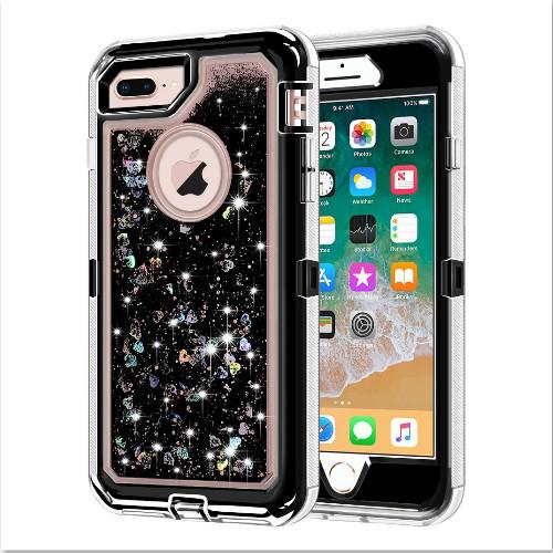 Liquid Glitter Black 5.5inch iPhone 6 Plus 6s Plus 7 Plus 8 Plus Hybrid Case Heavy Duty Back Cover – Georgia Phone Case – Georgia Phone Case