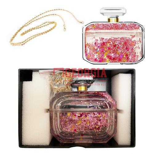 Korean Little Flowers Glitters with Chain AirPods Case for Apple